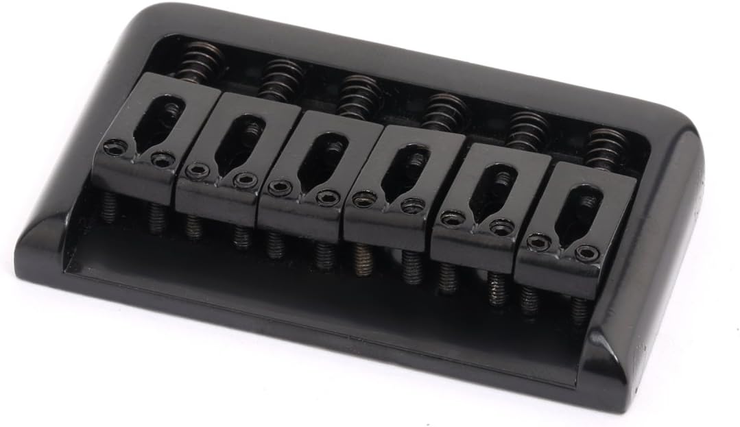 Musiclily 52.5mm Edged Fixed Hardtail Guitar Bridge for 6 String Electric Guitar, Black