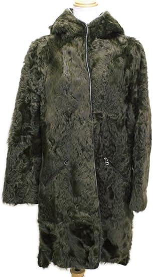 Amazon カルガンラム ファー フード付き コート ラムファー ラム ファーコート ロングコート グリーン コート ジャケット 通販