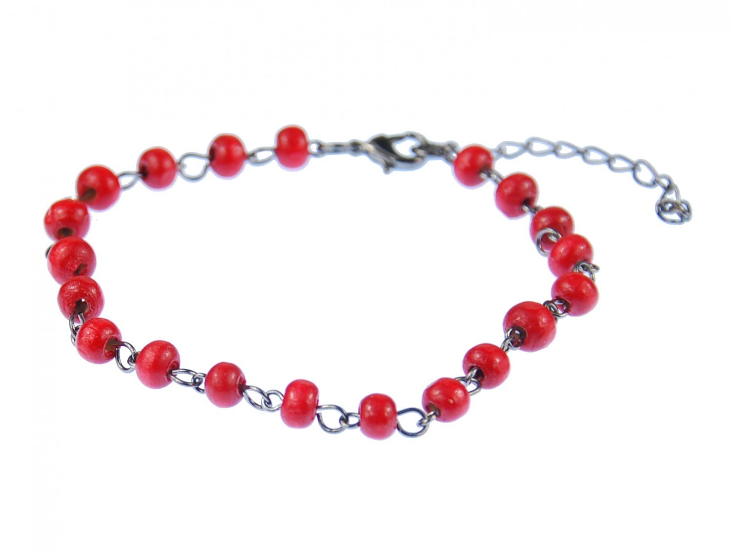Miniblings Red Beads Anklet Ethno Folklore Necklace Wood