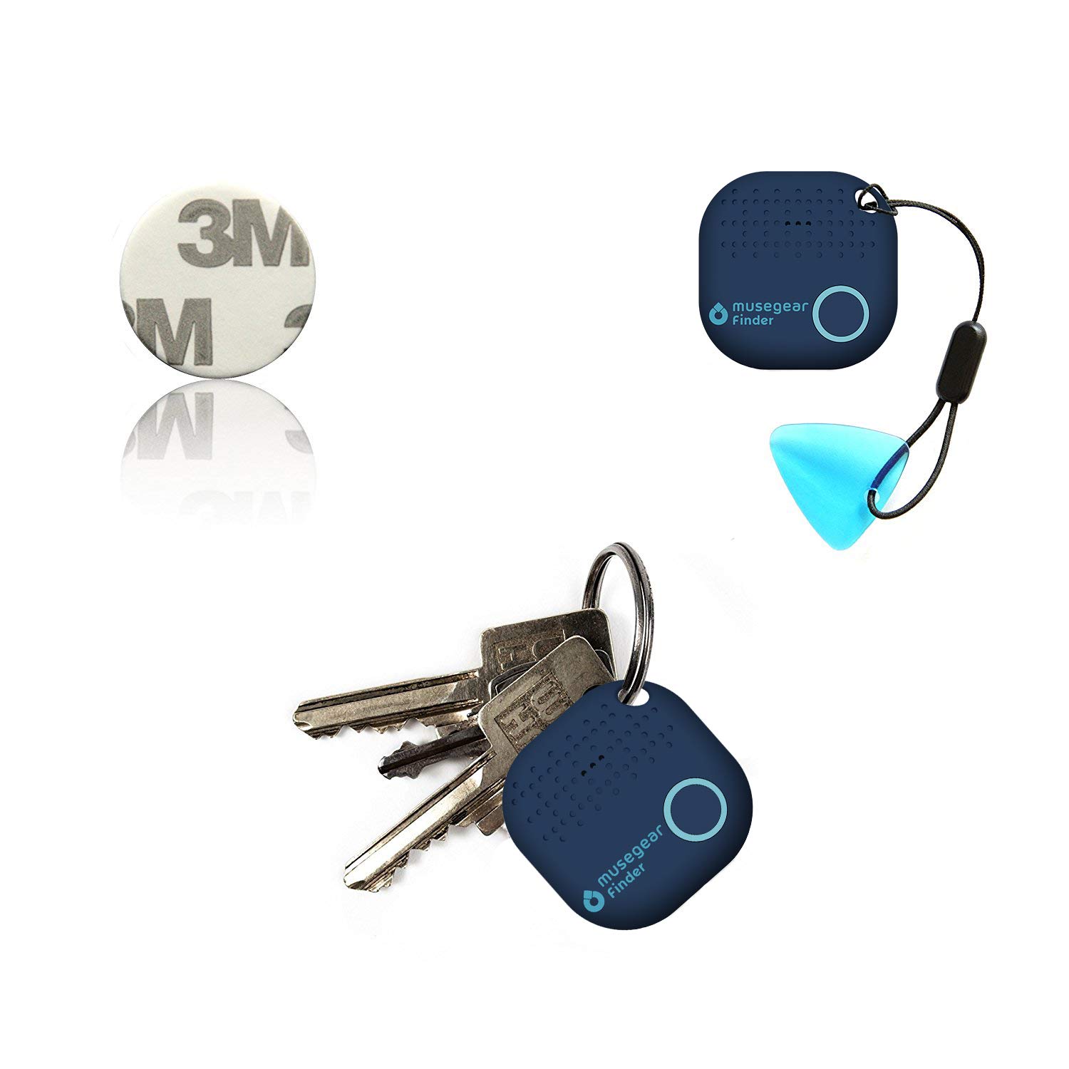 musegear app key finder (dark blue), NEW VERSION 2 | 3x louder | Easily find and track your keys, phone, remote, wallet | Smartphone Bluetooth-GPS pairing