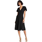 Maggy London Womens Faux Wrap V-Neck Flutter Sleeves Cocktail Dress for Women | Wedding Guest Dresses for Women