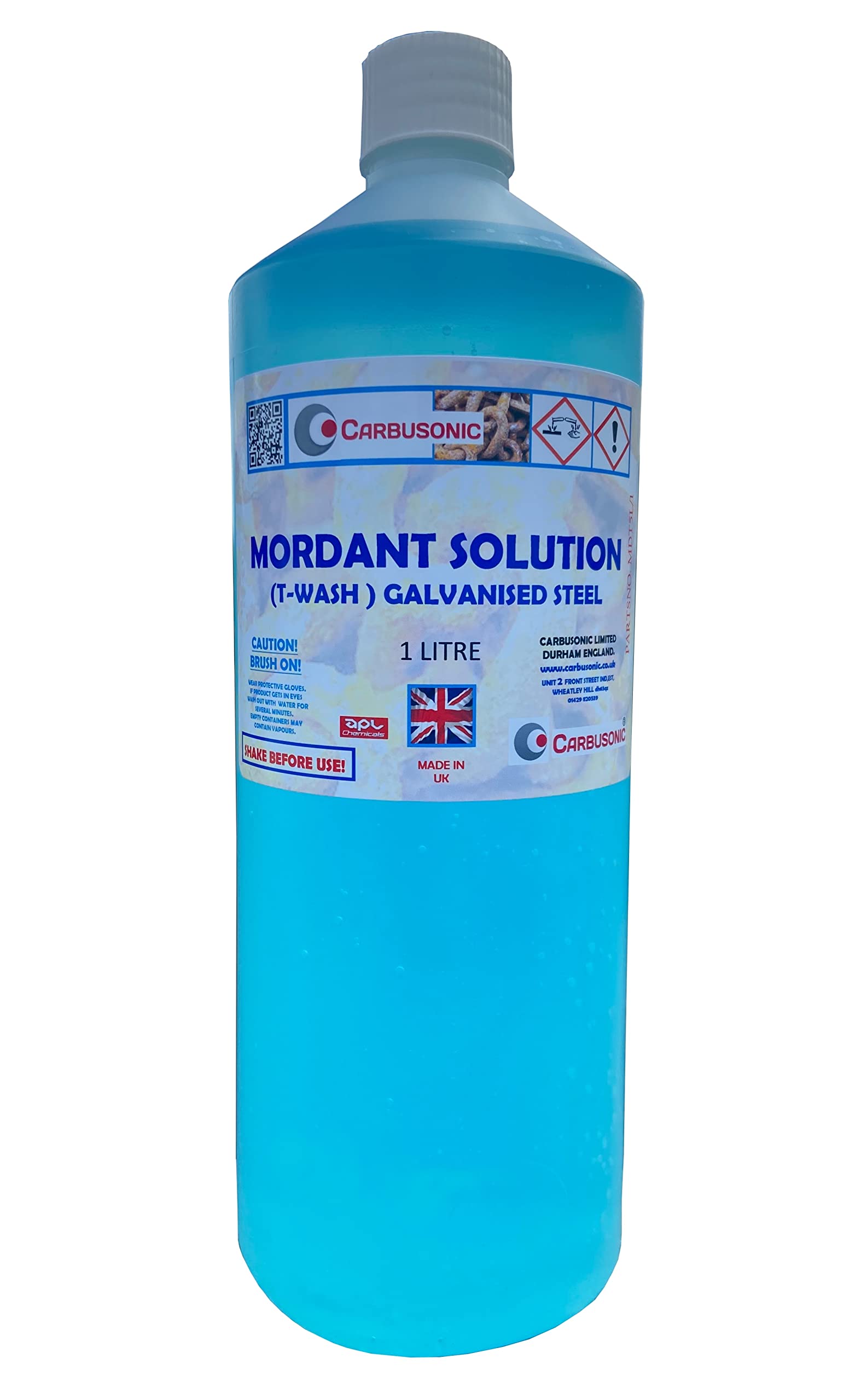 Carbusonic Mordant solution for galvanised metal T- wash Pre-Etch Primer 1 litre, chemically pre-treats galvanised steel in preparation for painting or patina effects.