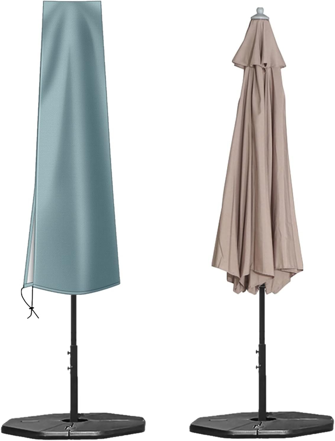 OKPOW Parasol Cover, Heavy Duty Rip Proof 600D Parasol Covers Waterproof Fit for Ø 300 cm Garden Parasol, Windproof, Anti-UV, Large Umbrella Cover with Zip (170*27.5*33.5cm, Gray)