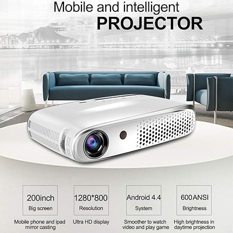 Mini Proyector 3D, 1280 * 800Pixel 4K WiFi 600 lúmenes ...