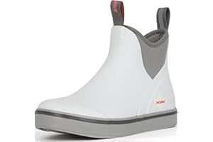 Showave Men's Deck Boots Waterproof Ankle Rubber Rain Boots Non-slip Boat Booties for Sailing Fishing and Outdoors