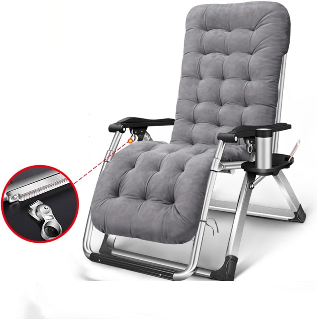 Lawn Chairs Reclining With Cup Holders And Cushions For Heavy People Zero Gravity Outdoor Beach Camping Portable Chair, 400kg