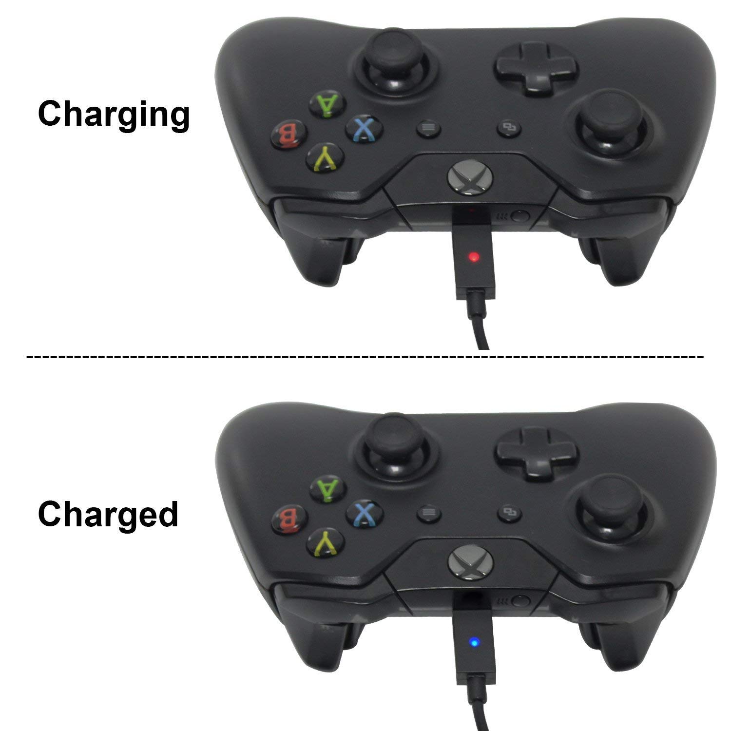 Xbox One Battery Pack 2PCS x 1200 mAh Xbox One Rechargeable Battery and 5FT Micro USB Charging Cable with LED Indicator Light Kit for Xbox One/Xbox One X/Xbox One S Wireless Controllers