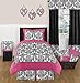 Sweet Jojo Designs 3-Piece Hot Pink, Black and White Isabella Children's and Teen Full/Queen Girls Bedding Set