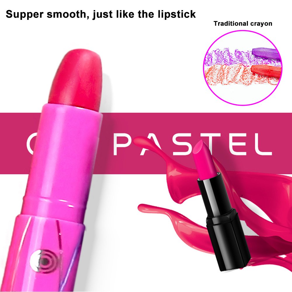 Shackcom Face Paint, 12 Colors Rotating Washable Non-Toxic 3 in 1 Effect -Crayon-Pastel-Watercolor-Body or Finger Painting Crayons for Kids Halloween Birthday Christmas Party Gift