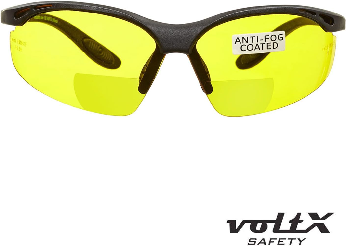 voltX 'CONSTRUCTOR' Bifocal Safety Glasses (Yellow +2.5 Dioptre) UKCA & CE EN166F certified, UV400 Anti-Fog Lens - Image 4