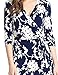 GRAPENT Women's True Wrap 3D Blue and White Floral Knee Length Dress Formal Work US 8