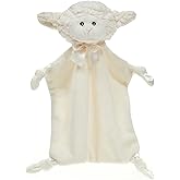 Bearington Wee Lamby The Lamb Lovies for Babies - Soft Plush Sheep Security Blanket - Baby Loveys for Girls with Soft Fur, Knotted Satin and Velour Legs - Adorable Baby Girl Lovey Gift for Baptism