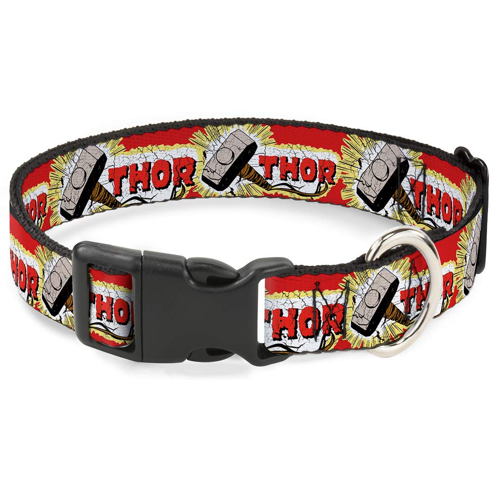 Buckle Down Plastic Clip Collar - THOR & Hammer Red/Yellow/White — image 1