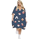 KFUBUO Plus Size Nightgowns for Women V-Neck Sleep Tshirts Dress Pjs Lounge Short Sleeves Sleepwear With Pocket Fit S-5XL
