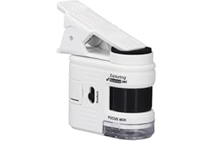 LED Lighted Microscope, Portable Handheld Microscope with Phone Clip for Kids Adults, High Magnification Rechargeable Minisco