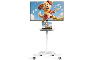 XYNDYX Mobile TV Cart Rolling TV Stand for 23-60 Inch LCD LED OLED Flat Curved Screens up to 88 lbs, Height Adjustable Portable TV Cart with Shelf & Wheels, Outdoor TV Stand Mount, Max VESA 400x400mm, White