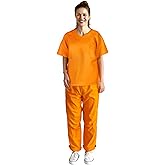 HOMELEX Women Orange Prison Costume, Jail Inmate Suit Halloween Criminal Adults