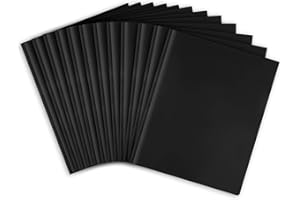 Feosky Plastic Two Pocket Folders with Prongs, Heavy Duty Folders with 2 Pockets and 3 prongs, File Folders with 3 Metal Prong Fasteners, Letter Size, for School, Home, and Office (Black)