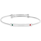 EVE'S ADDICTION 2 Silver Engravable Bar Bangle Bracelet - Gifts for Mom