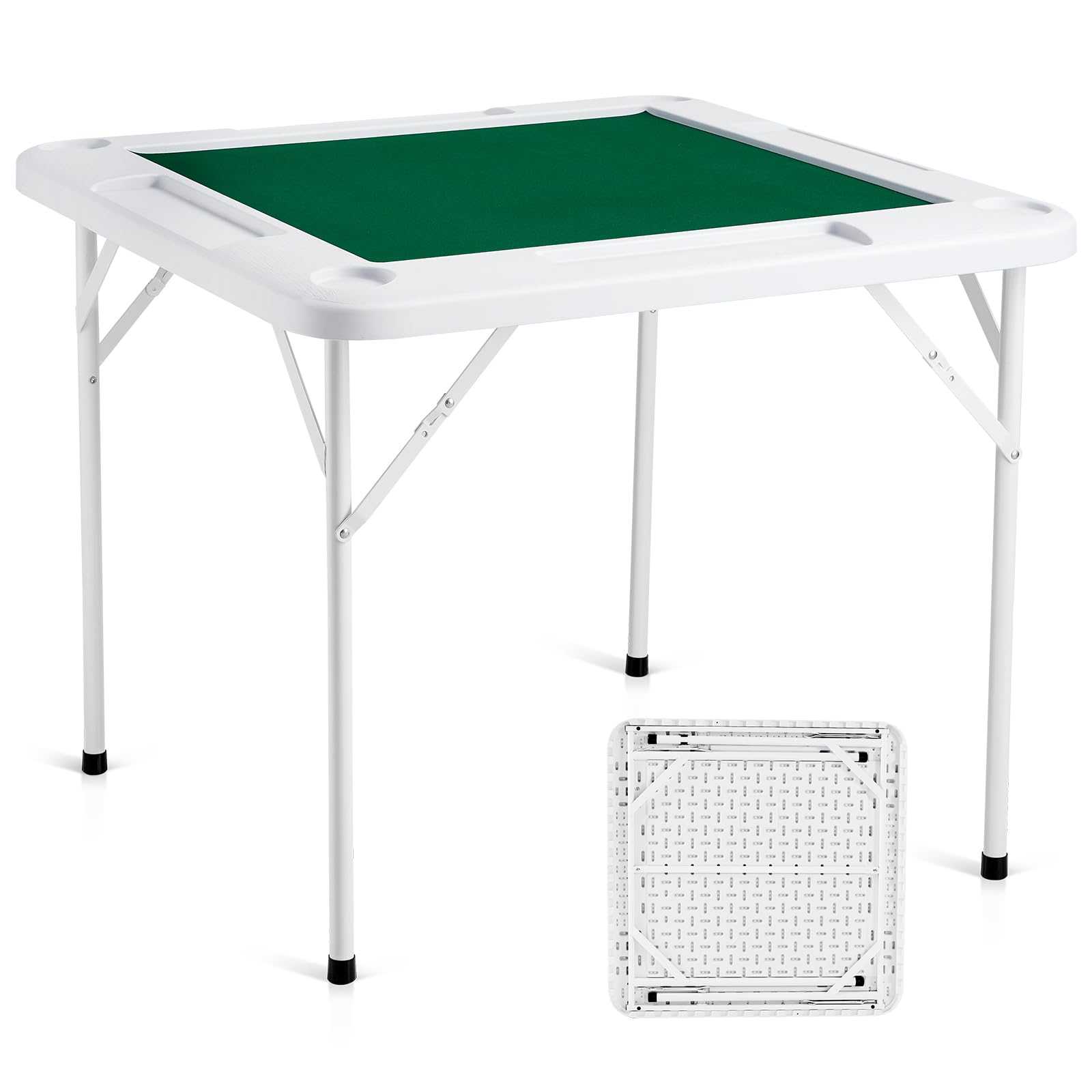 Photo 1 of ***The color may vary****
VEVOR Mahjong Table, 4 Player Folding Domino Table with Wear-Resistant Green Tabletop, Portable Square Card Table with 4 Cup Holders & 4 Chip Trays for Mahjong Poker Puzzles, 35.4 x 35.4-inch
