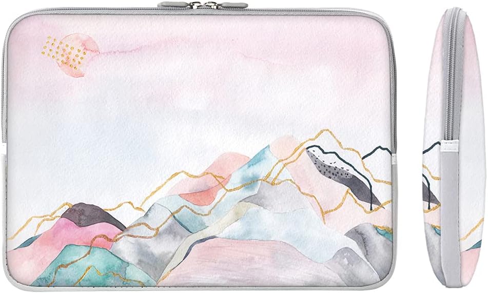 Laptop Sleeve, iCasso 13-13.3 Inch Stylish Flower Pattern Canvas Stitching Leather Briefcase Cover Case Bag for MacBook Air/Pro/Ultrabook/Notebook/iPad Pro - Watercolor Scenery