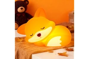 Amaredom Fox Night Light, Cute Fox Lamp, Silicone Dimmable Nursery Nightlight, Rechargeable LED Bedside Lamp with 20 Minutes 