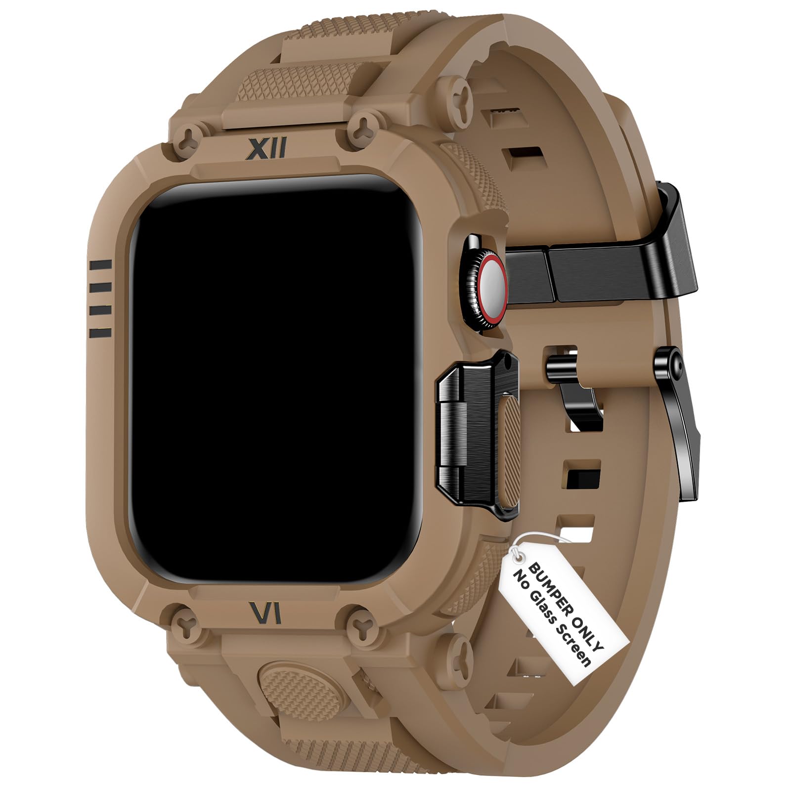 DABAOZA Compatible with Apple Watch Band 45mm 44mm Case for Men, Sport Shockproof Rugged Protective Strap Bumper Cover for iWatch SE Ultra 3/2/1 Series 11/10/9/8/7/6/5/4/3 (Desert Tan,45/44/42)