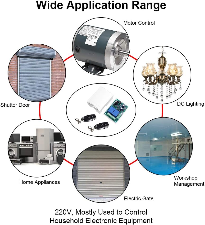 QIACHIP RF Relay Remote Control Switch,10A 433Mhz Wireless Receiver Module AC 230V 240V 2CH for Motor Light,Garage Door,Electric Curtain Momentary Switch KR2202 - Image 3
