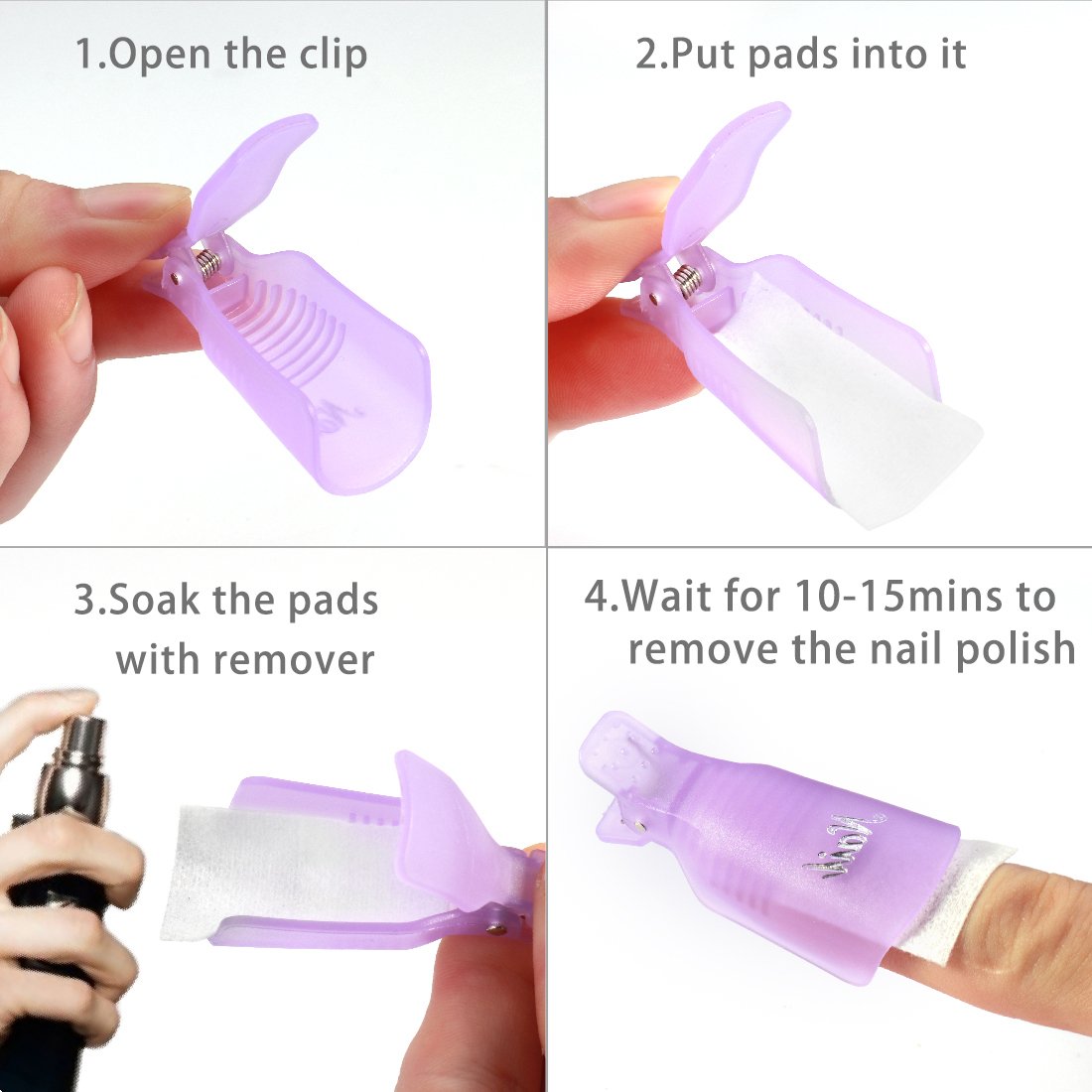 INFILILA Nail Polish Remover Clip Set-20pcs Nail Clip Caps Nail Soak Off Clips For Finger And Toe & 1000pcs Lintfree Nail Polish Remover Wipes For UV Gel Acrylic Nail Polish Removal: Beauty