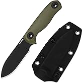 Kizer Drop Bear Fix 3 Fixed Blade Knife, 3.8" D2 Blade EDC Camping Knife with Olive Green G10 Handle, Small Hunting Knives with Sheath, Outdoor Survival Knives with Pocket Clip and Lanyard, 1101M1