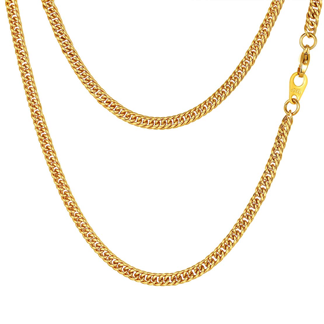 FindChic Cuban Chain for Men, Men's Necklace 6mm, 18" Length, Stainless Steel Curb Chians, Sturdy Gold Necklaces Jewellery for Husband