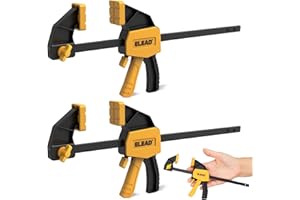 ELEAD 6" Mini Bar Clamps for Woodworking, 2-Piece One-Handed F Clamp/Spreader, 75LBS Load Limit Wood Clamp, Quick Release Grip Clamps for Table Wood Working, Light-duty Tools