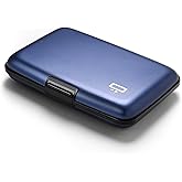 ÖGON -DESIGNS- Aluminum card holder, RFID Protection against fraud and demagnetization, Compact wallet, Smart Case STOCKHOLM V1 model (Aluminum Navy Blue)