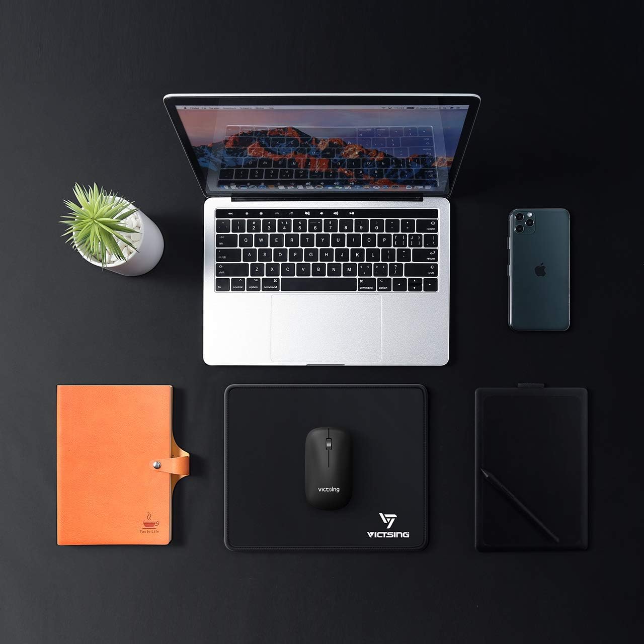 VicTsing Mouse Pad with Stitched Edge, Premium-Textured Mouse Mat, Non-Slip Rubber Base Mousepad for Laptop, Computer & PC, 10.2×8.3×0.08 inches, Black : Office Products