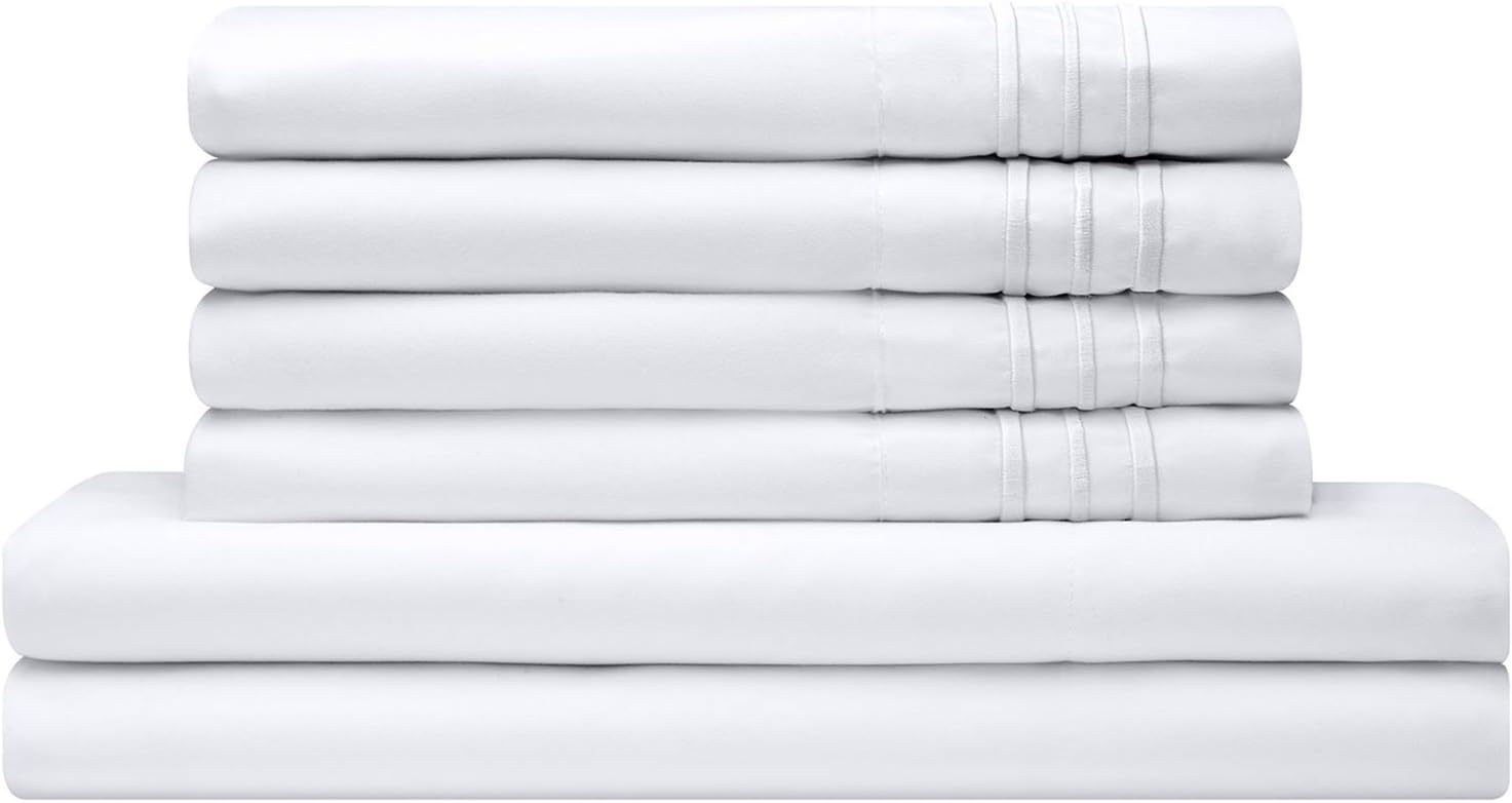 VEEYOO Queen Size Sheet Set 6 Piece Super Soft 1800 Thread Count