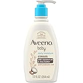 Aveeno Baby Daily Moisturizing Cream, Coconut Scent, 12 fl oz | Baby Lotion Formulated with Coconut Oil &amp; Shea Butter, Moisturizes for 24 Hours, Suitable for Sensitive Skin