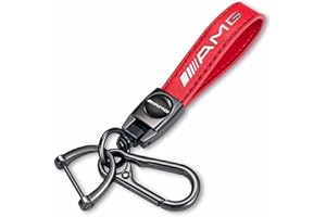 SDSHSM Genuine Leather Red Car Keychain Compatible for Mercedes Benz AMG A-Class C-Class E-Class S G63 CLS CLK GLE GLC GLS GLE Key Chains Ring Accessories Family Present for Man and Woman