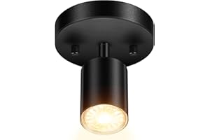 BRICOSMOCON Black Track Lighting Fixture, Modern Kitchen Light Fixtures Ceiling, 1-Light Rotatable LED Track Lights, Semi Flush Wall Sconces Lighting for Dining Room/Hallway/Office(GU10 Socket, Bulb Not Included)
