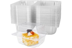 60Pcs Clear Cake Slice Boxes, FULANDL Plastic Clamshell Food Boxes with Lids, Reusable Single Hinged Dessert Containers, Chee