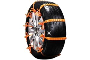 TINSAEN 2025 Reusable Anti Skid Snow Tire Chains Car Winter Wheels Chain Universal Cable Tire Belts,10 Pack Orange Non-Slip Zip Tie Tires Chain Emergency for Auto Pickup Trucks Suv