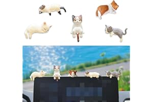 Quhoxdye 5 Pcs Mini Cat Cute Car Interior Accessories,Resin Cat Dashboard Decorations, Desk Decorations,Cute Car Rearview Mir