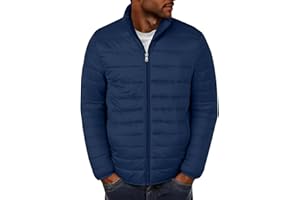 Generic Mens Winter Jacket Lightweight Puffer Coats Stand Collar Zip Up Down Jackets Warm Windproof Work Coats Padded Outwear