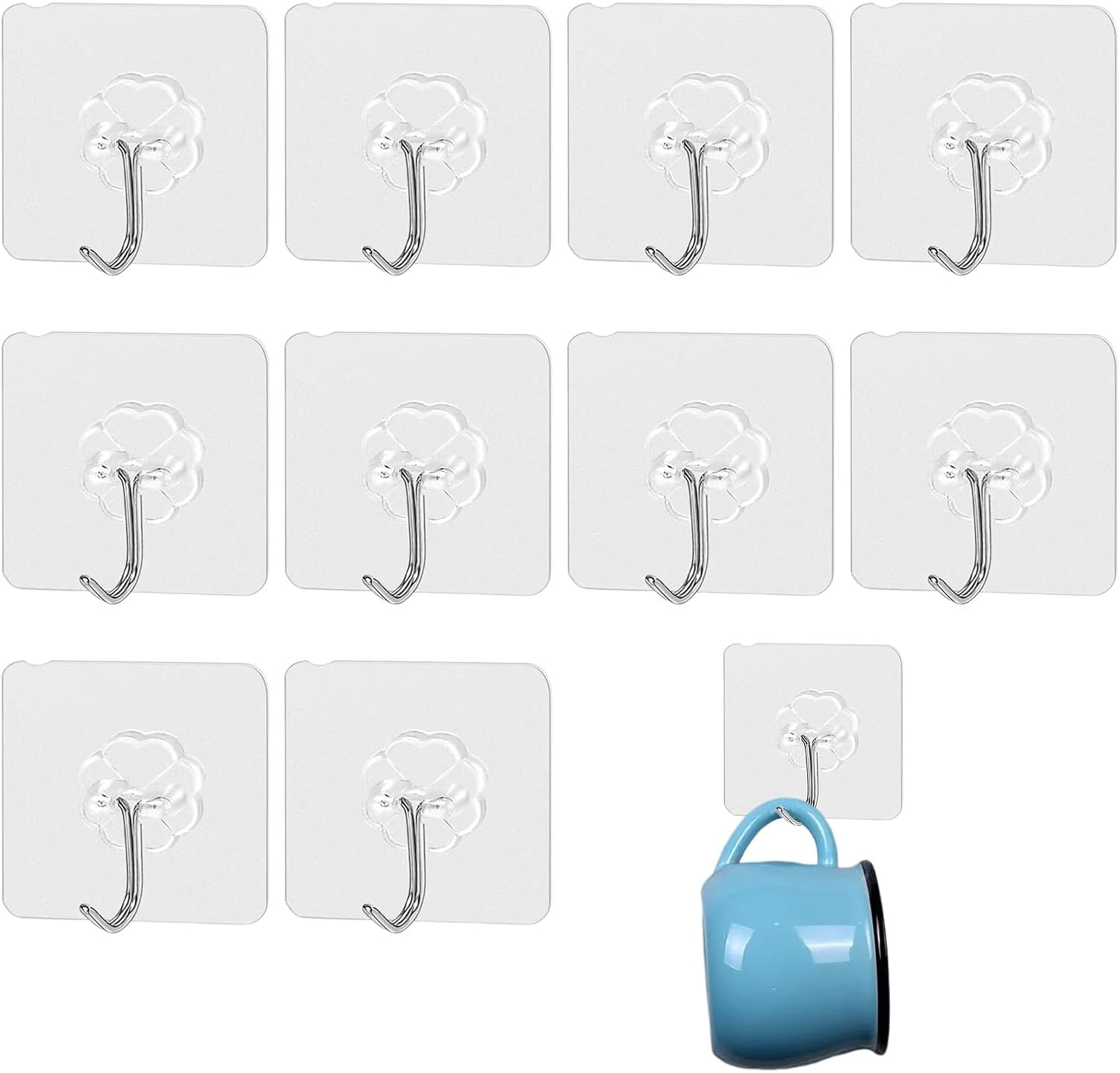 Wreath Hangers - Wreath Hanger, Large Clear Heavy Duty Suction Cup Wreath Hooks with Wipes 22 LB Removable Strong Window Glass Door Suction Cup Wreath Holder for Halloween Christmas Wreath Decorations (10 PCS-G33)