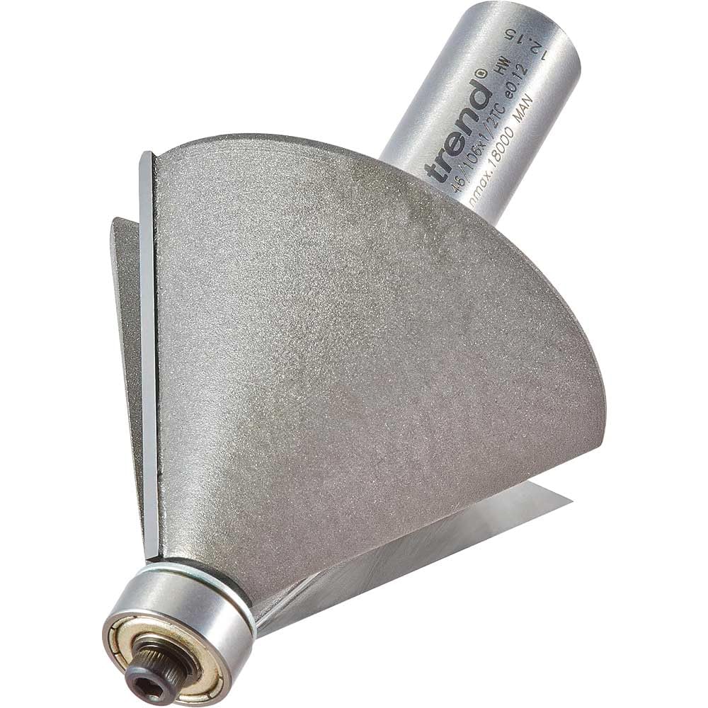 Trend Professional Bevel Cutter, 60-Degree, 1/2 Inch Shank, 53mm Cut Diameter & 33mm Cut Length, Two Bearings, Tungsten Carbide Tipped, 46/106X1/2TC