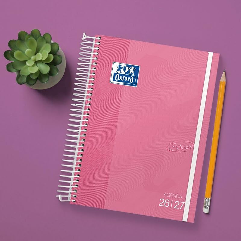 Touch, Agenda 2026 2027, Dia por Página, Capa Dura Extra, A5 (15x21 cm), Espanhol, Color Fúcsia