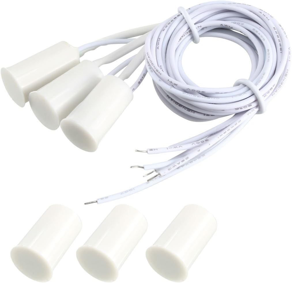 Sourcingmap N.O. Recessed Wired Security Window Door Contact Sensor Alarm Magnetic Reed Switch White RC-33 3pcs