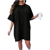 SOLY HUX Women's Plus Size T Shirt Dress Half Sleeve Crewneck Loose Summer Dresses