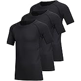 Geanrastn 3 Pack Boys Compression Shirt Short Sleeve Youth Athletic Undershirt Kids Quick Dry Athletic Base Layer T-Shirt