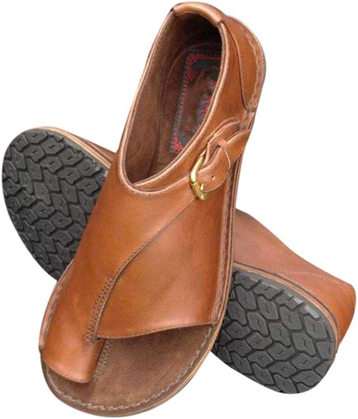 Goglor PU Comfy Sandales Flat PlateForme Sandale, Bunion Protection Thérapie Sandales pour