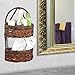 MyGift 2-Tier Handwoven Brown Seagrass Half Circle Decorative Storage Basket